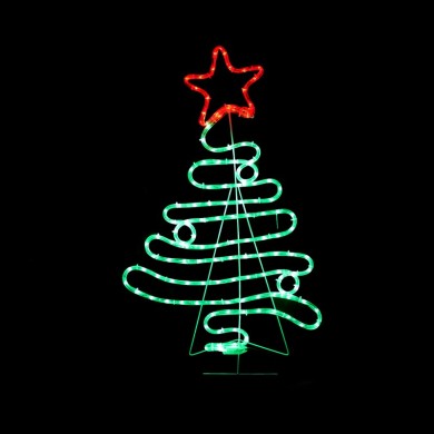  "CHRISTMAS TREE", 132 LED MOTIF 5.5m 2-WIRE ROPE LIGHT, RED-GREEN, IP65, 54x90cm, 1.5m LEAD CABLE