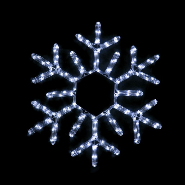 "SNOWFLAKE", 144 LED MOTIF 6m 2-WIRE ROPE LIGHT, COOL WHITE, FLASH CONTROLLER, IP44, 56cm, 1.5m LEAD CABLE  