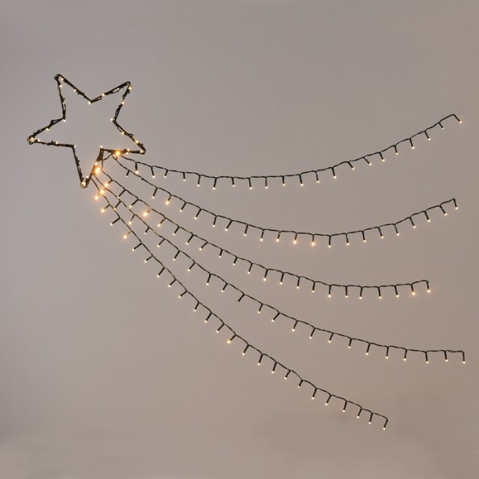  "SHOOTING STAR, 5 ROWS", 150 WW LED 8 FUNCTIONS, ADAPT (4.5VDC) IP44  30cm (1m ROW), 5m. LEAD CABLE