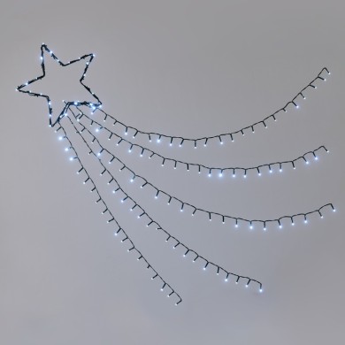  "SHOOTING STAR, 5 ROWS", 150 CW LED 8 FUNCTIONS, ADAPT (4.5VDC) IP44  30cm (1m ROW), 5m. LEAD CABLE