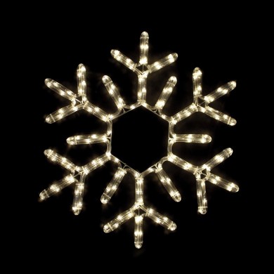 "SNOWFLAKE", 144 LED MOTIF 6m 2-WIRE ROPE LIGHT,WARM WHITE, FLASH CONTROLLER, IP44, 56cm, 1.5m LEAD CABLE 