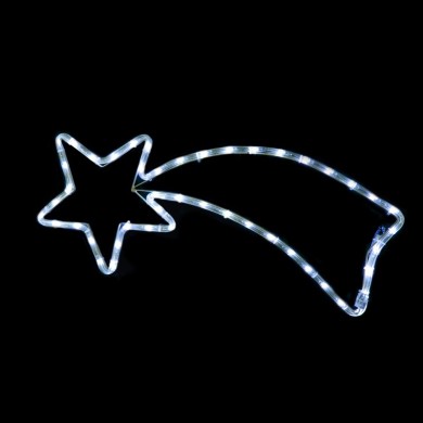 "COMET", 48 LED MOTIF 2m 2-WIRE ROPE LIGHT, COOL WHITE, FLASH CONTROLLER, IP20 68x29cm, 1.5m LEAD CABLE 