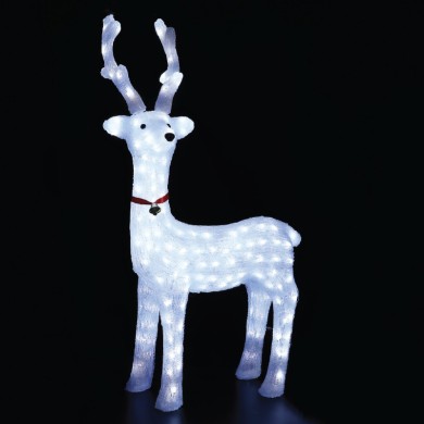 ACRYLIC STANDING REINDEER WITH RIBBON 200 LED CW IP44 52*36*100m  30cm LEAD CABLE