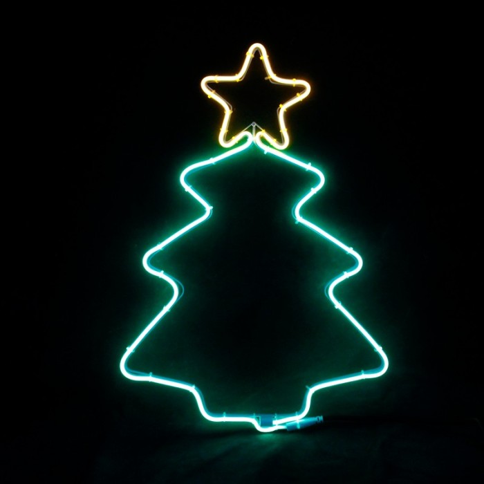  "CHRISTMAS TREE", 200 NEON LED MOTIF 2m DOUBLE NEON SMD ROPE LIGHT, WW+GREEN STEADY, IP44, 38.5X54CM, 1.5m LEAD CABLE