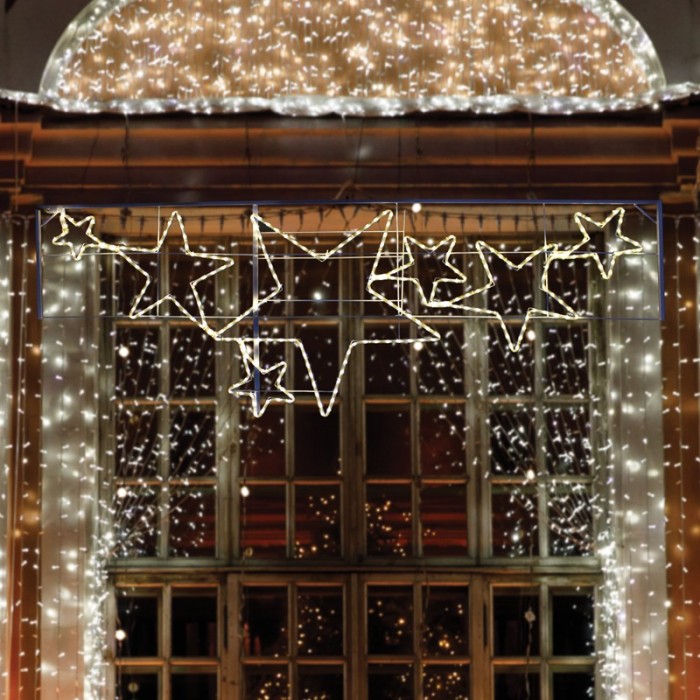  "STARS ", 264 LED MOTIF 11m 2-WIRE ROPE LIGHT, WW STEADY, IP44, 87X237CM, 1.5m LEAD CABLE