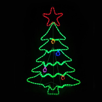 "CHRISTMAS TREE ", 288 LED MOTIF 8m 2-WIRE ROPE LIGHT, MULTICOLOR FLASH, IP65, 70X114CM, 1.5m LEAD CABLE