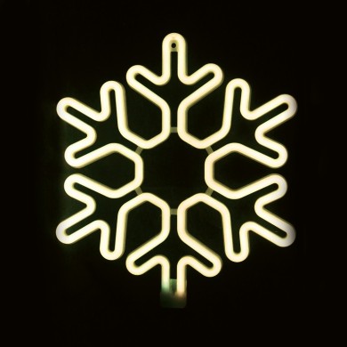  "SNOWFLAKE", 300 NEON LED MOTIF 3m DOUBLE NEON SMD ROPE LIGHT, WW STEADY, IP44, 40X40CM, 1.5m LEAD CABLE
