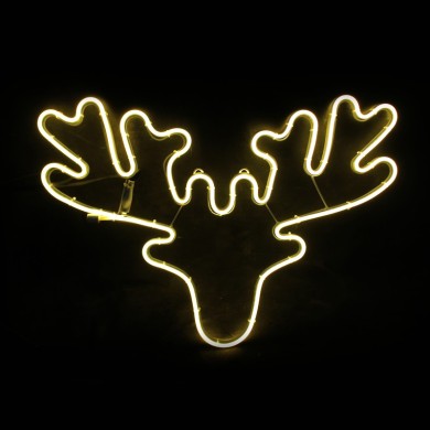  "REINDEER HEAD", 300 NEON LED MOTIF 3m DOUBLE NEON SMD ROPE LIGHT, WW STEADY, IP44, 60.5X42CM, 1.5m LEAD CABLE