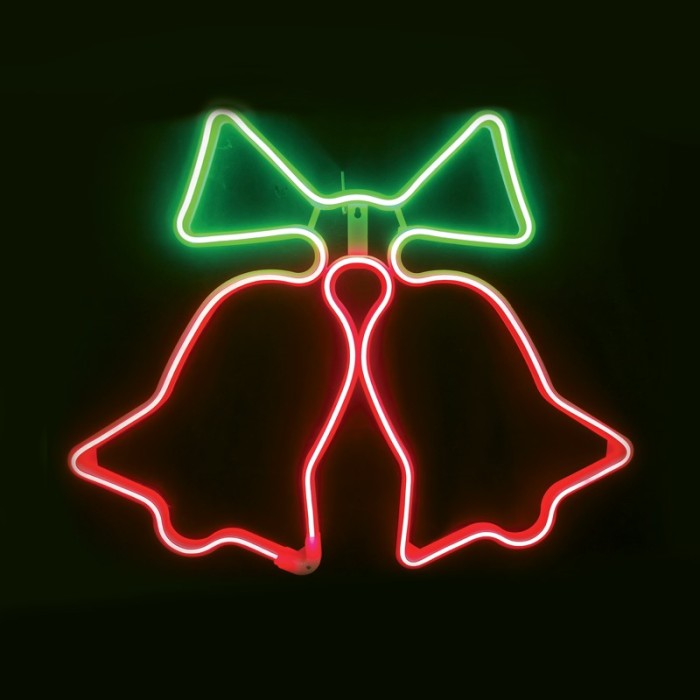  "DOUBLE BELLS", 300 NEON LED MOTIF 3m DOUBLE NEON SMD ROPE LIGHT, RED+GREEN STEADY, IP44, 62X50CM, 1.5m LEAD CABLE