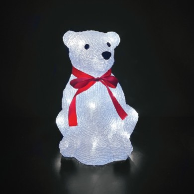 ACRYLIC SITTING BEAR 30 LED CW IP44 22,5*22*30cm  30cm LEAD CABLE