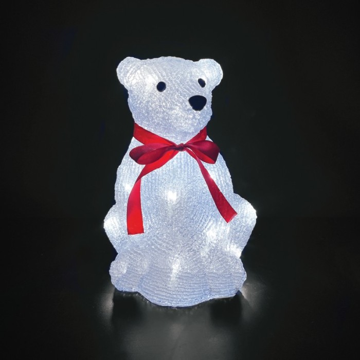 ACRYLIC SITTING BEAR 30 LED CW IP44 22,5*22*30cm  30cm LEAD CABLE