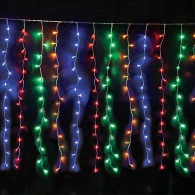 ΛΑΜΠΑΚΙΑ ΚΟΥΡΤΙΝΑ 360 LED 20x18 ΣΕΙΡΕΣ ΠΟΛΥΧΡΩΜΑ ΣΤΑΘΕΡΑ ΜΕ ΑΝΤΑΠΤΟΡΑ 24VDC & ΔΥΝΑΤΟΤΗΤΑ ΕΠΕΚΤAΣΗΣ MAX 4 ΣΕΤ ME ΚΑΛΩΔΙΟ ΔΙΑΦΑΝΟ IP44 2000x1500mm