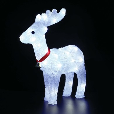 ACRYLIC STANDING REINDEER WITH RIBBON 40 LED CW IP44 31*13,5*33cm  30cm LEAD CABLE
