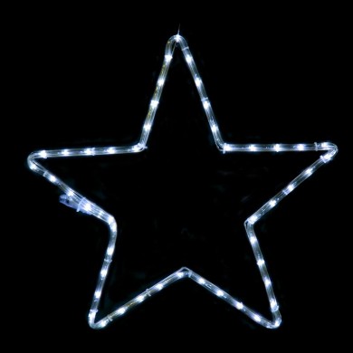  "STAR", 48 LED MOTIF 2m 2-WIRE ROPE LIGHT, COOL WHITE, IP44, 55cm, 1.5m LEAD CABLE 