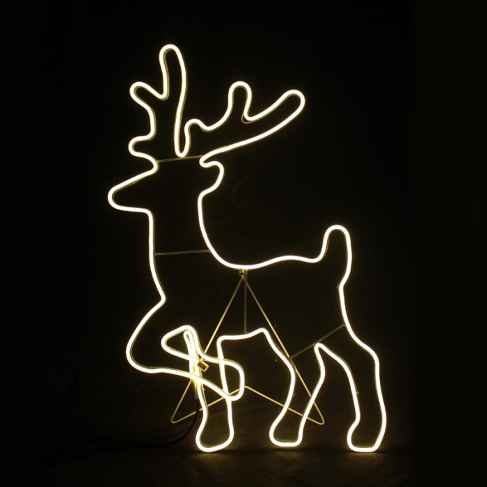 "STANDING REINDEER" 500LED MOTIF 5m NEON ROPE LIGHT WARM WHITE IP44 54x82cm 1.5m LEAD CABLE