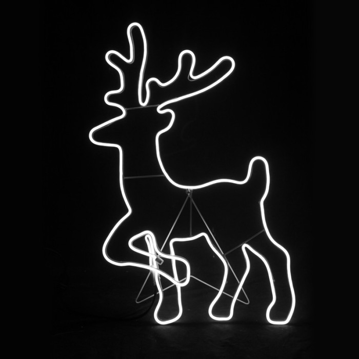 "STANDING REINDEER" 500LED MOTIF 5m NEON ROPE LIGHT WHITE IP44 54x82cm 1.5m LEAD CABLE