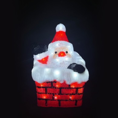 ACRYLIC CHIMNEY SANTA 50 LED CW IP44 23,5*23,5*35cm  30cm LEAD CABLE