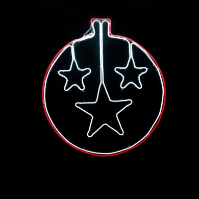  "STAR BALL", 700 NEON LED MOTIF 7m DOUBLE NEON SMD ROPE LIGHT, RED+CW STEADY, IP44, 60X67CM, 1.5m LEAD CABLE