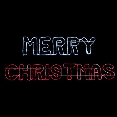 MERRY CHRISTMAS 936 LED MOTIF 26m 2-WIRE ROPE LIGHT WHITE&RED FLASH IP65 160*40,5cm 1.5m LEAD CABLE