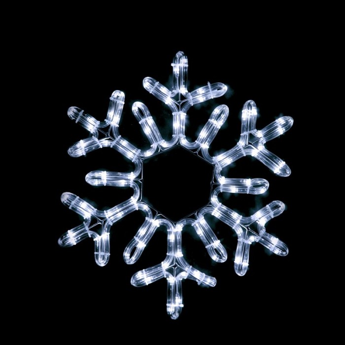  "SNOWFLAKE", 96 LED MOTIF 4m 2-WIRE ROPE LIGHT, COOL WHITE, IP44, 38cm, 1.5m LEAD CABLE 