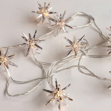 STARDUST 10 LED STRING LIGHTS WW BATT 2XAA (NOT INCL) IP20 1,35m 30cm TRANS LEAD CABLE