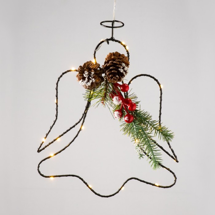 "HANGING ANGEL" 25 MINI LED WW COPPER LIGHTS WITH BATTERIES  (3AA) IP20 24.5X30.5CM, 30CM LEAD WIRE TR/NT CABLE