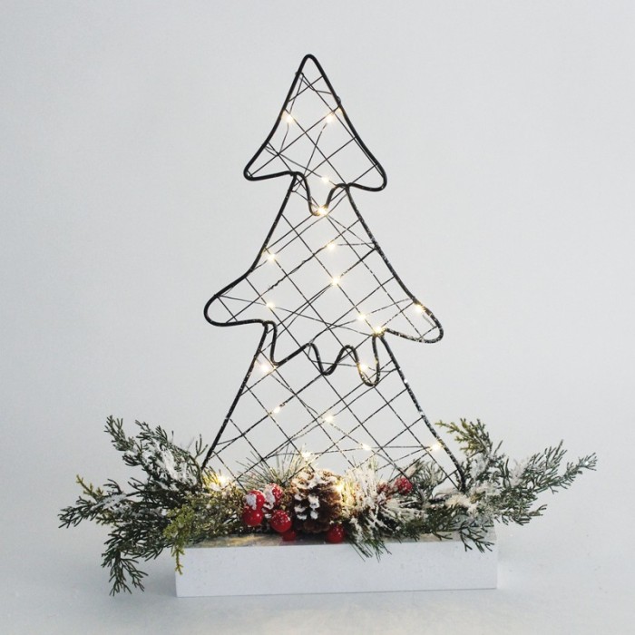  "TREE TABLE LIGHTS" 30 MINI LED WW SILVER COPPER LIGHTS WITH BATTERIES  (3AA) IP20 25x5x40CM
