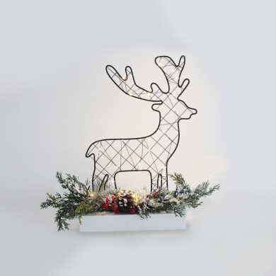  "REINDEER TABLE LIGHTS" 30 MINI LED WW SILVER COPPER LIGHTS WITH BATTERIES  (3AA) IP20 25x5x30CM
