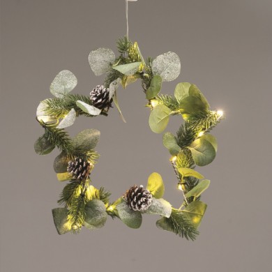 STAR WITH PINES DECORATIVE HANGING 20 LED WW BATT 3ΧΑΑ (NOT INCL) IP20  DIAM:30cm 30cm LEAD CABLE