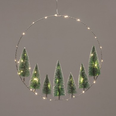 WREATH TREES 50 LED DECORATIVE HANGING WW BATT 3ΧΑΑ (NOT INCL) IP20  DIAM:40cm 30cm LEAD CABLE