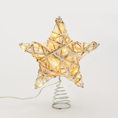  "WHITE & GOLD CONVEX STAR" 20 MINI WW LED LIGHTS BAT 3ΧΑΑ,IP20 23x5x20cm