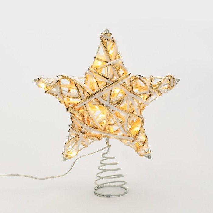  "WHITE & GOLD CONVEX STAR" 20 MINI WW LED LIGHTS BAT 3ΧΑΑ,IP20 23x5x20cm