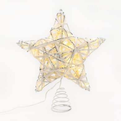  "WHITE & SILVER CONVEX STAR" 20 MINI WW LED LIGHTS BAT 3ΧΑΑ,IP20 23x5x20cm