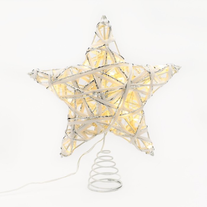  "WHITE & SILVER CONVEX STAR" 20 MINI WW LED LIGHTS BAT 3ΧΑΑ,IP20 23x5x20cm