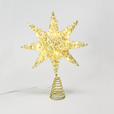  "GOLD TINSEL THREAD STAR 1" 20 MINI WW LED LIGHTS BAT. 3ΧΑΑ,IP20 28x5x20cm