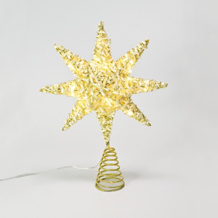  "GOLD TINSEL THREAD STAR 1" 20 MINI WW LED LIGHTS BAT. 3ΧΑΑ,IP20 28x5x20cm