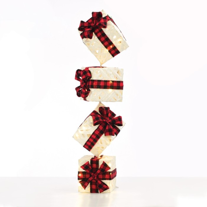  "WHITE VERTICAL GIFT BOX, RED&BLACK BOW"  50 WW MINI LED LIGHTS BATTER. 3ΑΑ IP20 4X19CM, H85CM