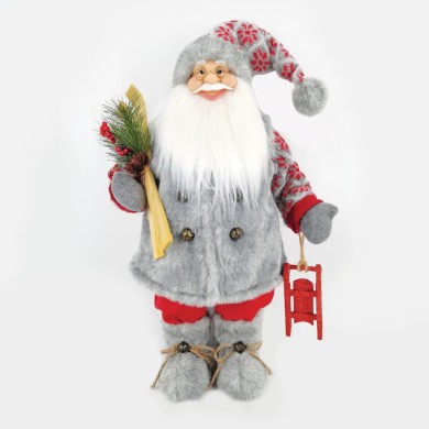 DECO FABRIC SANTA CLAUS WITH SLEIGH 45CM