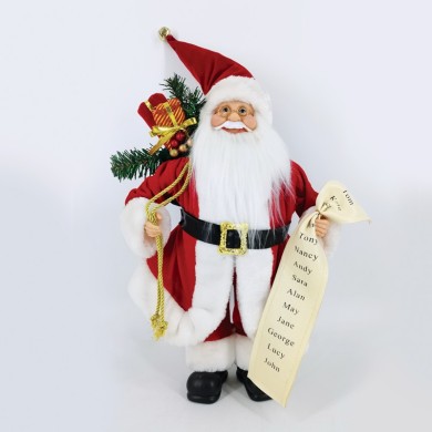 DECO FABRIC SANTA CLAUS WITH GIFT LIST  60CM