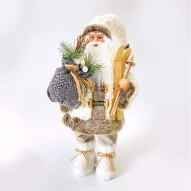  DECO FABRIC SANTA CLAUS WITH SKIS 90CM