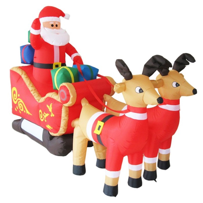  "INFLATABLE SANTA SLEIGH + 2 REINDEER"  12 LED LIGHTS ADAP (12V) WW STEADY IP44 L250xH150CM 2M BLACK LEAD CABLE