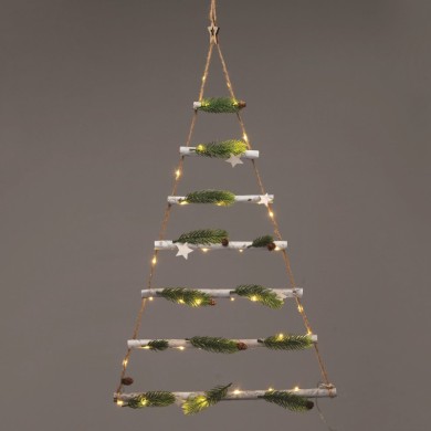 XMAS TREE & STAR HANGING DECORATIVE WW 40 LED BATT 2*ΑΑ(NOT INCL) 47cm*H:85cm IP20 30cm LEAD CABLE