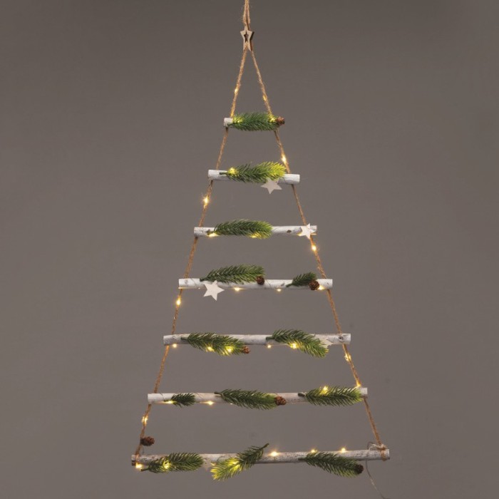 XMAS TREE & STAR HANGING DECORATIVE WW 40 LED BATT 2*ΑΑ(NOT INCL) 47cm*H:85cm IP20 30cm LEAD CABLE