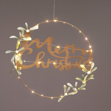 CIRCLE MERRY CHRISTMAS PENDANT DECORATIVE 40 LED WW STEADY BATT 2ΧΑΑ(NOT INCL) IP20 DIAM:40cm