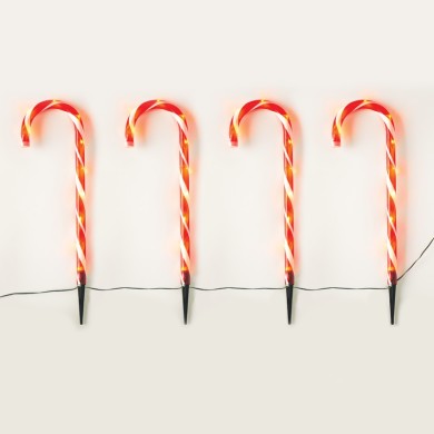  "4 CANDY STAKES" 40 WW LED LIGHTS 8 FUNCTIONS ADAPT (4.5V) IP44 L1.5m*Φ2.5cm*H60cm 0.5m GREEN LEAD CABLE