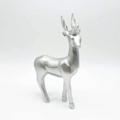 DECORATIVE RESIN REINDEER SILVER 25cm