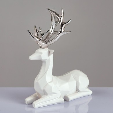 DECORATIVE RESIN REINDEER WHITE 20cm