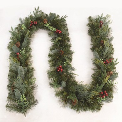 ΧΡΙΣΤΟΥΓΕΝΝΙΑΤΙΚΟ ΓΙΡΛΑΝΤΑ ΜΕ ΚΟΚΚΙΝΑ BERRIES & ΚΟΥΚΟΥΝΑΡΙΑ PE/PVC 2700mm