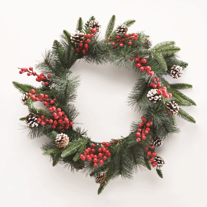 ΧΡΙΣΤΟΥΓΕΝΝΙΑΤΙΚΟ ΣΤΕΦΑΝΙ ΜΕ ΚΟΚΚΙΝΑ BERRIES & ΚΟΥΚΟΥΝΑΡΙΑ PE/PVC 500mm