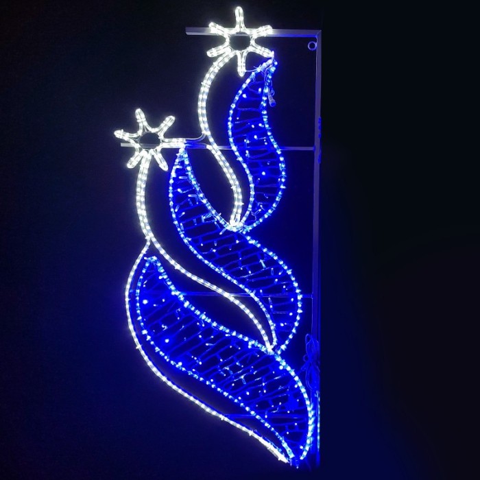 "ΕΠΙΣΤΗΛΟ ΔΙΑΚΟΣΜΗΤΙΚΟ 2 ΑΣΤΕΡΙΑ ΜΕΤΑΛΛΙΚΑ ΔΕΞΙΑ ΜΟΝΟΚΑΝΑΛΟΣ ΦΩΤΟΣΩΛΗΝΑΣ 252 LED ΨΥΧΡΟ ΛΕΥΚΟ 15m & 376 LED ΣΕ ΣΕΙΡΑ 9.6m ΜΠΛΕ ΣΤΑΘΕΡΑ IP65 1800x800mm ΜΕ 1.5m ΚΑΛΩΔΙΟ